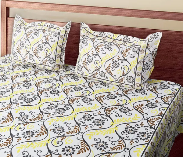Yellow_Cotton_Rajwada_Latika_Double_Bedsheet_With_Pillow_Cover_120X120_Cm